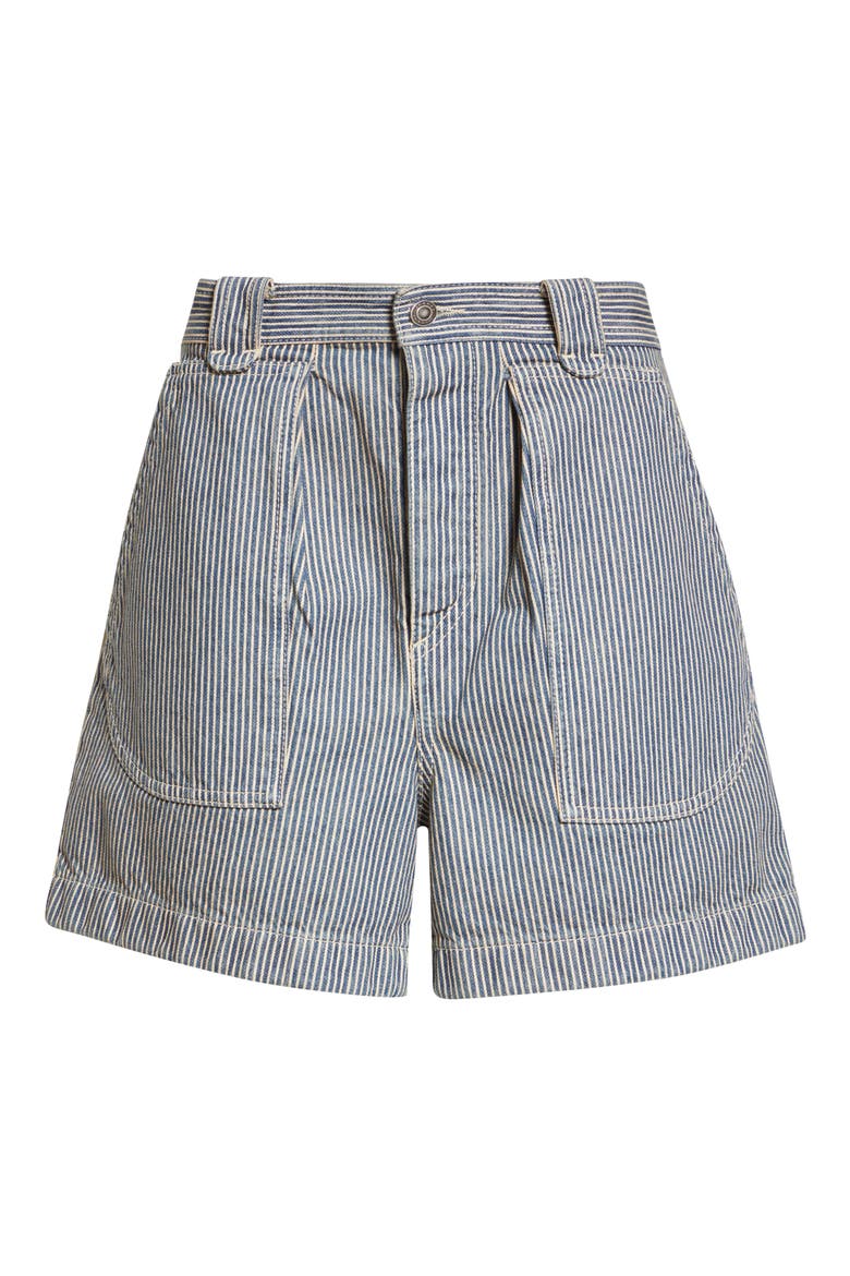 Eveja Striped Cotton Shorts, Alternate, color, BLUE/ WHITE