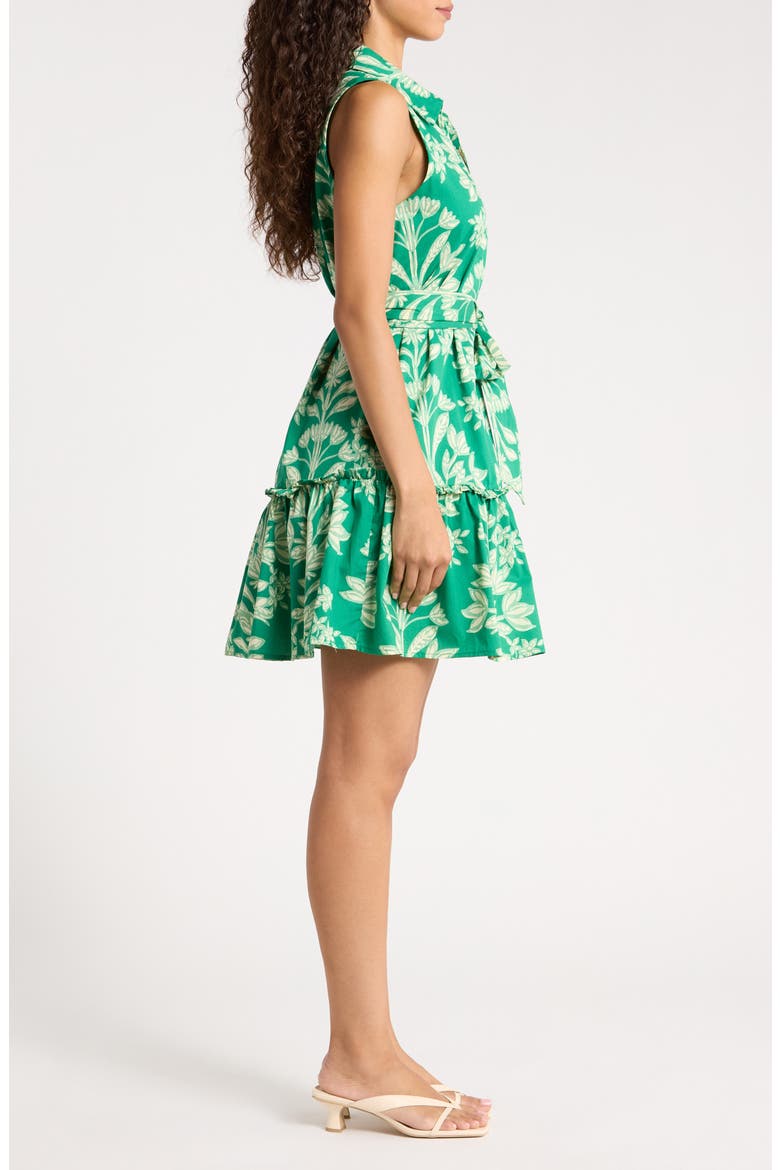Rency Floral Zady Belted Cotton Shirtdress, Alternate, color, KELLY-CREAM