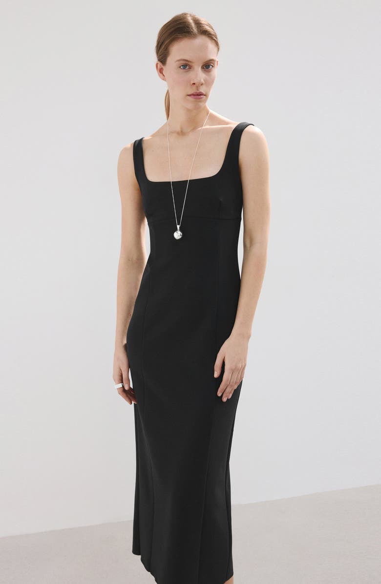 MANGO Sleeveless Midi Dress, Alternate, color, Black
