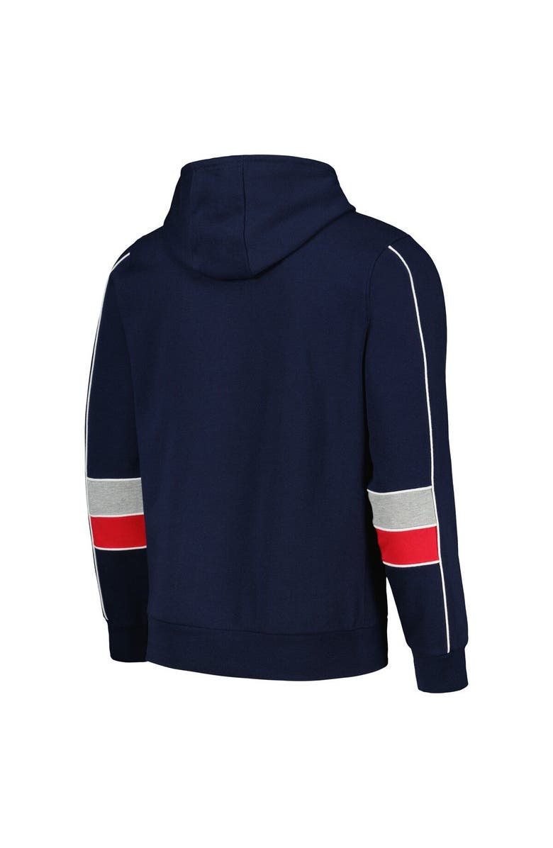 STARTER Men's Starter Navy New England Patriots Captain Pullover Hoodie, Alternate, color, Navy
