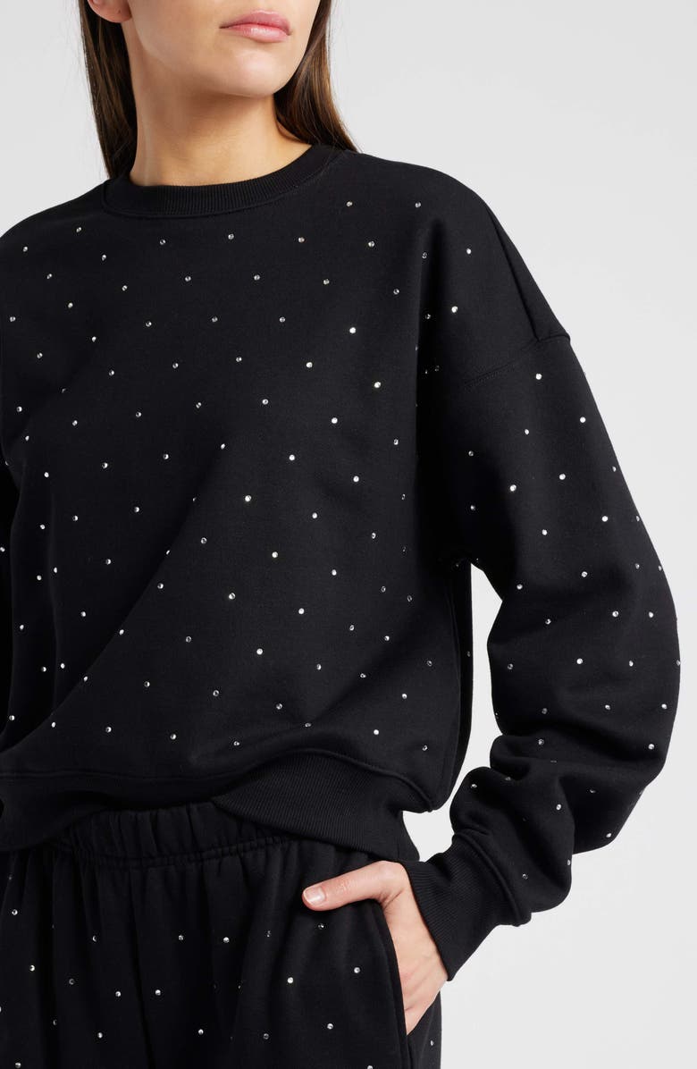 Good American Crystal Embellished Sweatshirt, Alternate, color, Black001