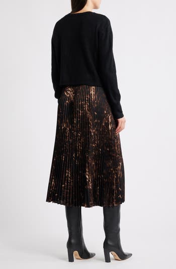 Mixed Media Long Sleeve Dress