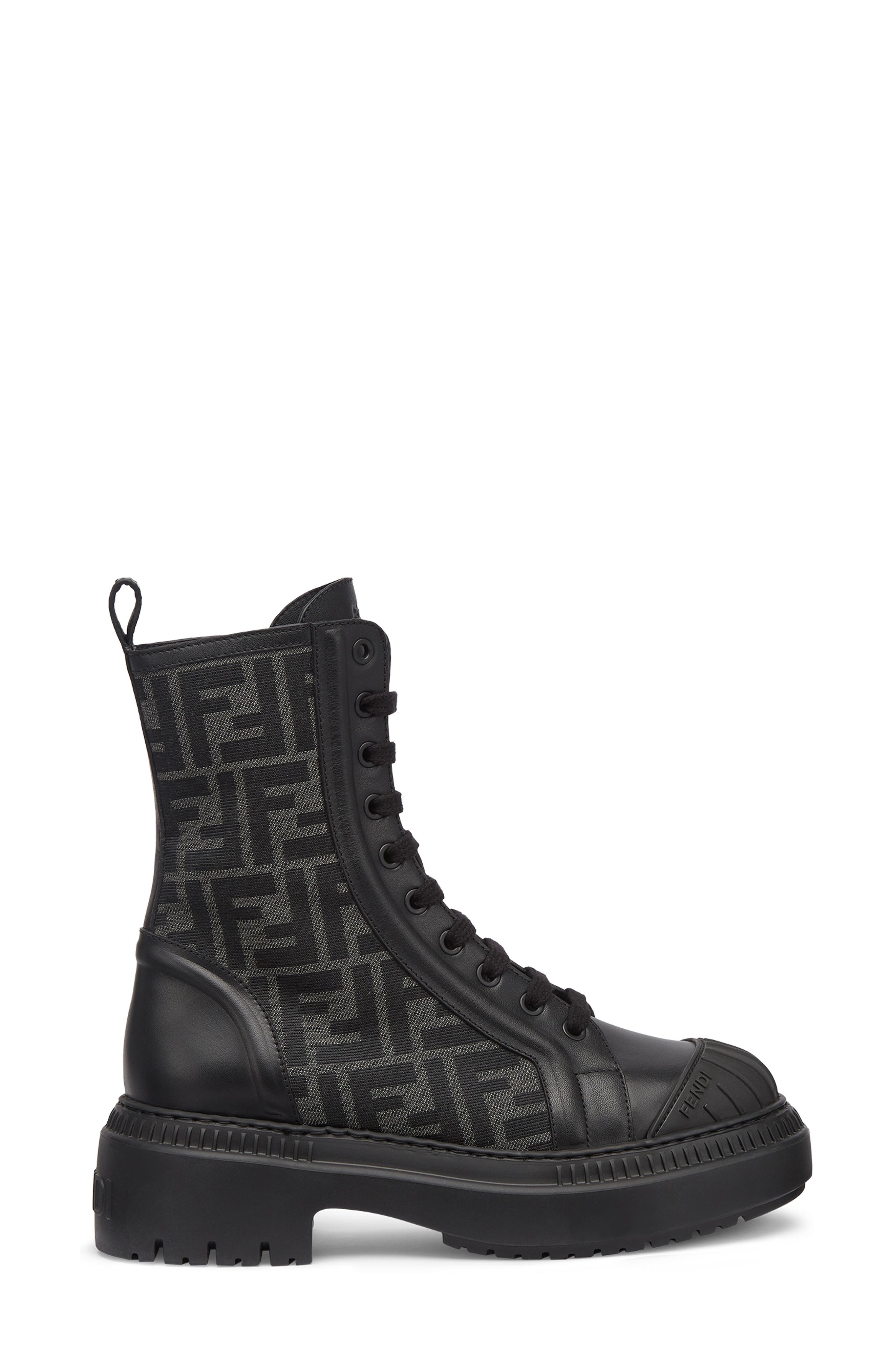 Fendi FF Domino Cap Toe Combat Boot, Alternate, color, 