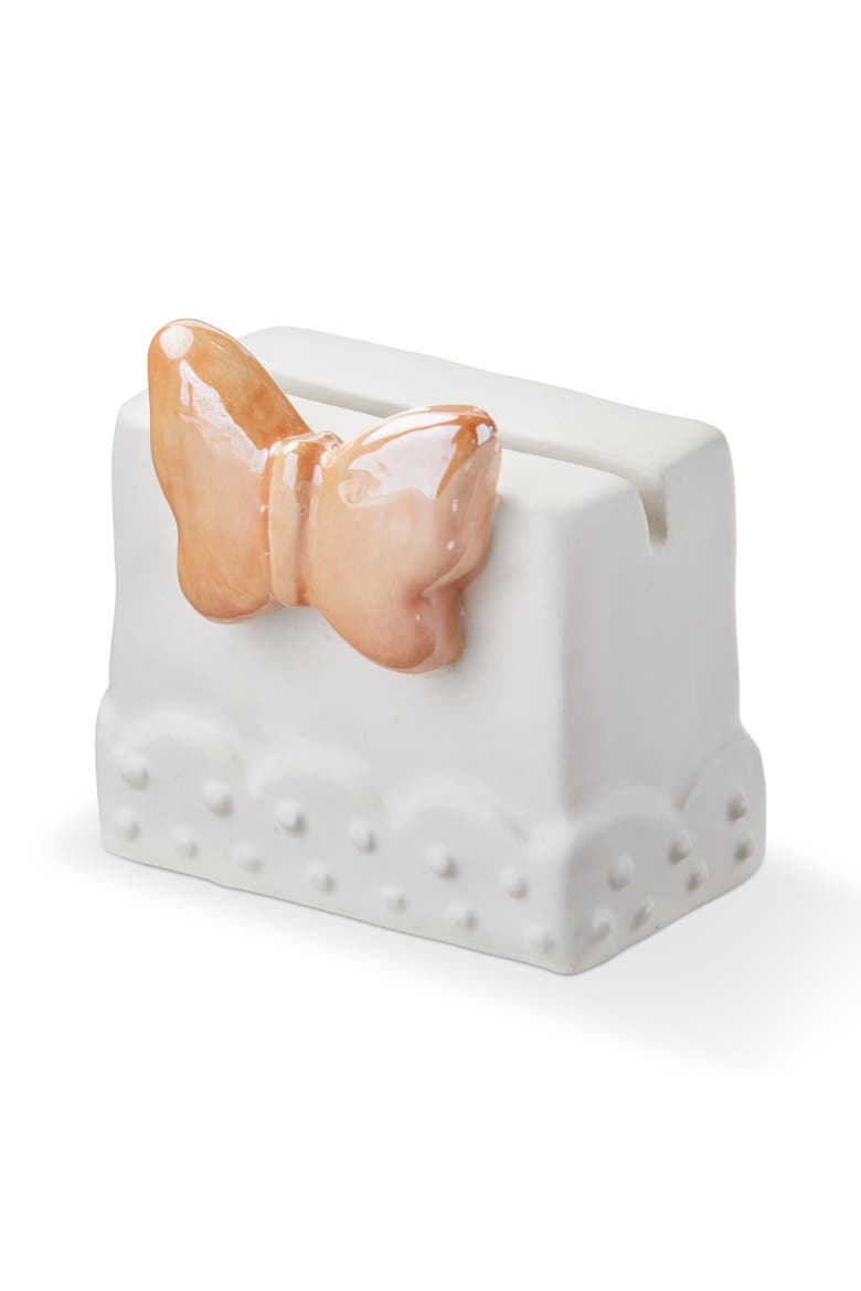 Orange Earthenware Butterfly Mini Photo Holder Frame 2.5 x 1.25 x 2.5 in, Main, color, White