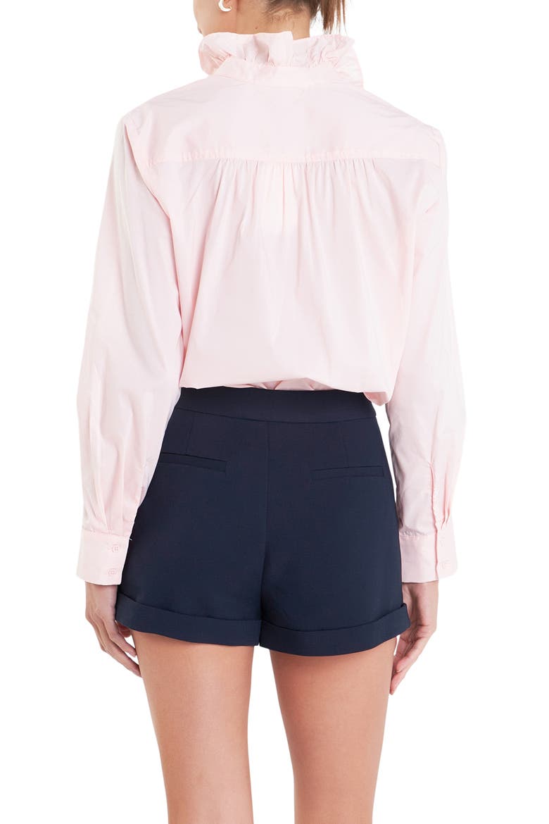 Ruffle Trim Button-Up Shirt, Alternate, color, BABY PINK