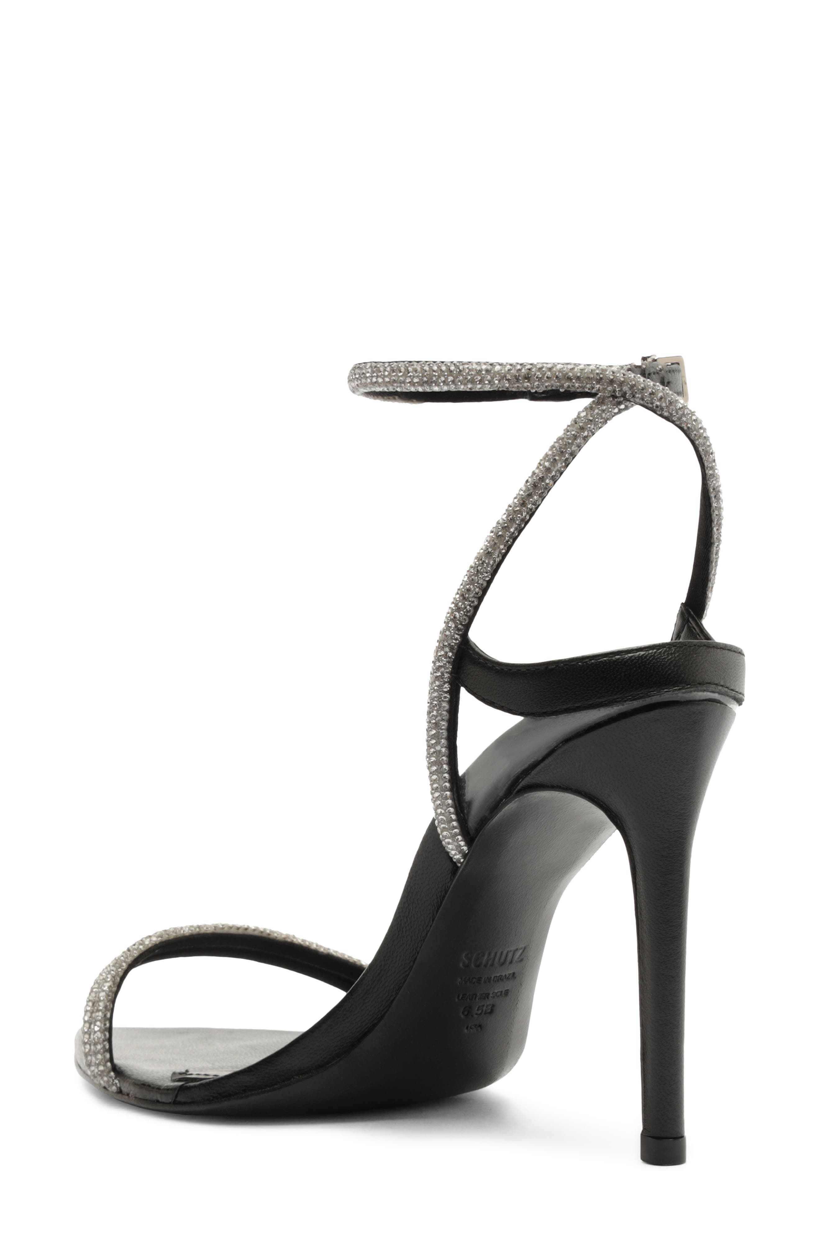 Schutz Skye Shine Ankle Strap Sandal, Alternate, color, Black