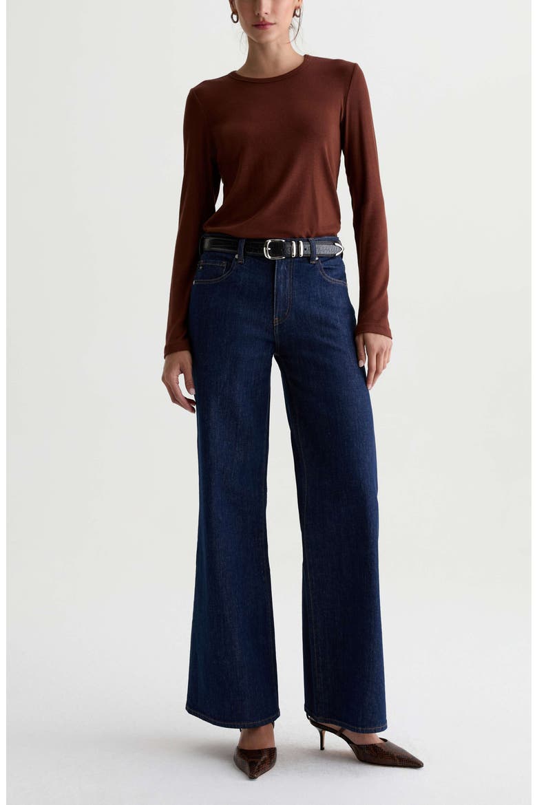 Julia Rib Long Sleeve Top, Alternate, color, CHESTNUT