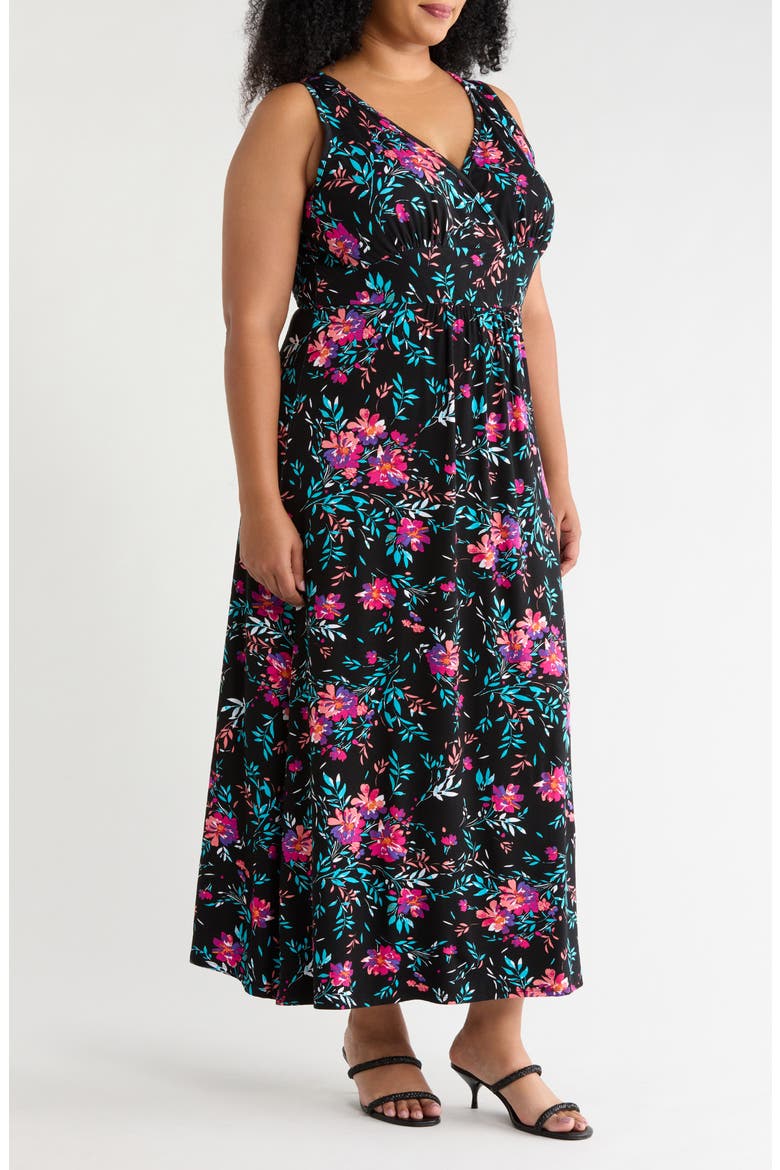 Empire Waist Maxi Dress, Alternate, color, BLACK/ FUCHSIA