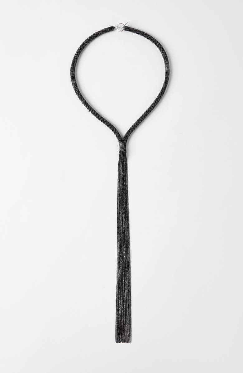 Brunello Cucinelli Monili tie necklace, Alternate, color, Black