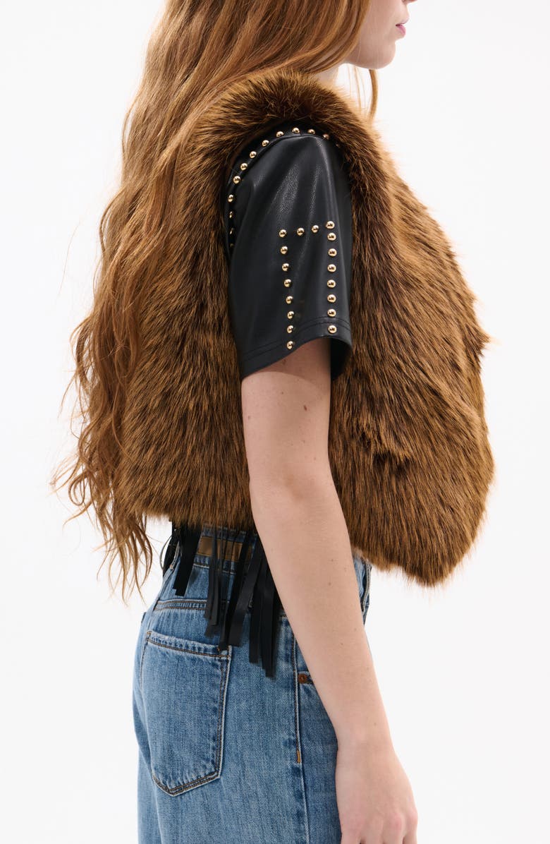 AZALEA WANG Faux Fur Vest, Alternate, color, Brown