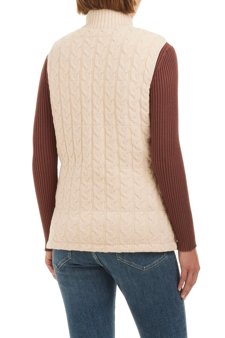Reversible Zip Cable Stitch & Puffer Vest, Alternate, color, VANILLA LATTE