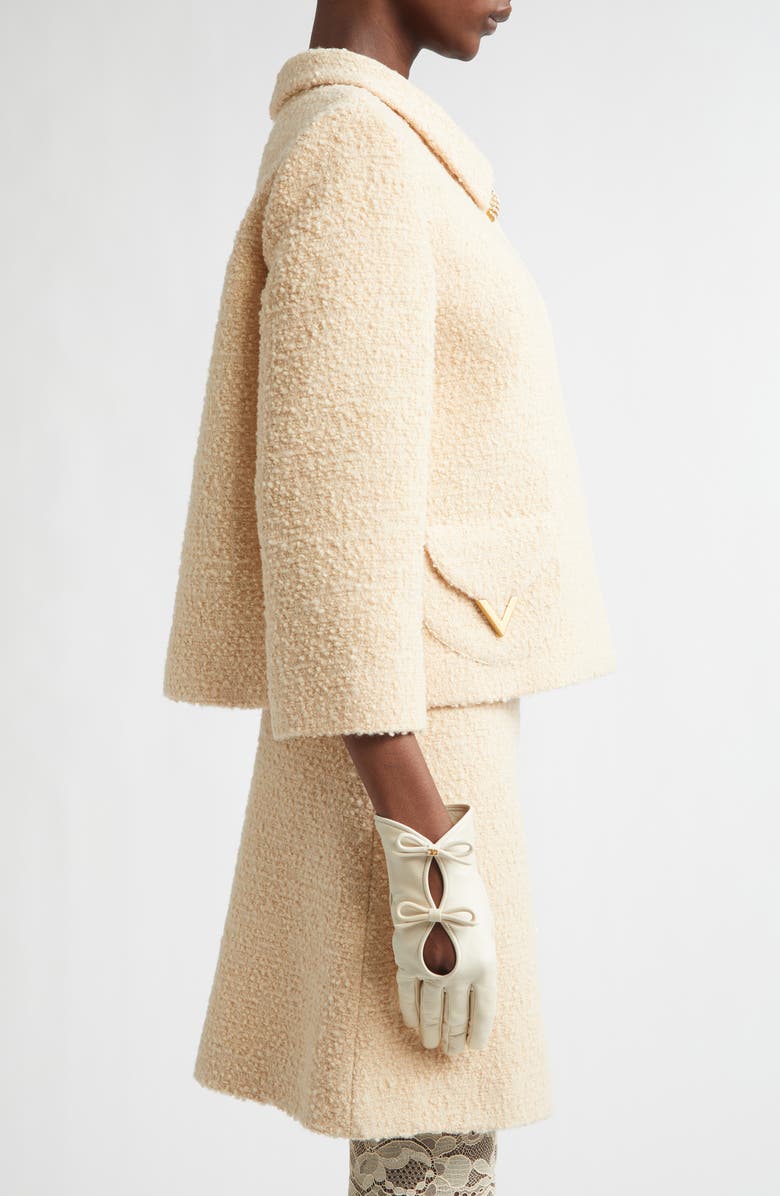 Valentino Wool Blend Curly Tweed Jacket, Alternate, color, Beige