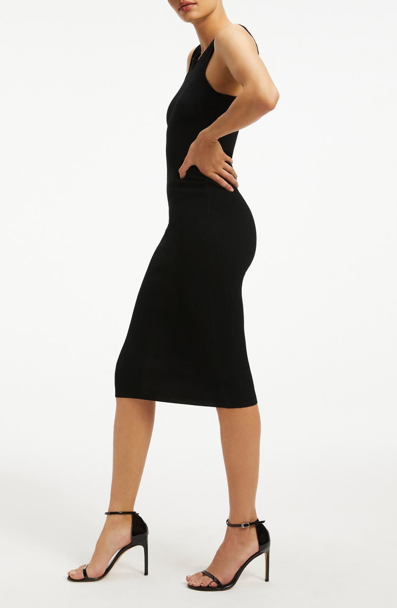 Good American Bold Shoulder Cutout Rib Dress, Alternate, color, Black001