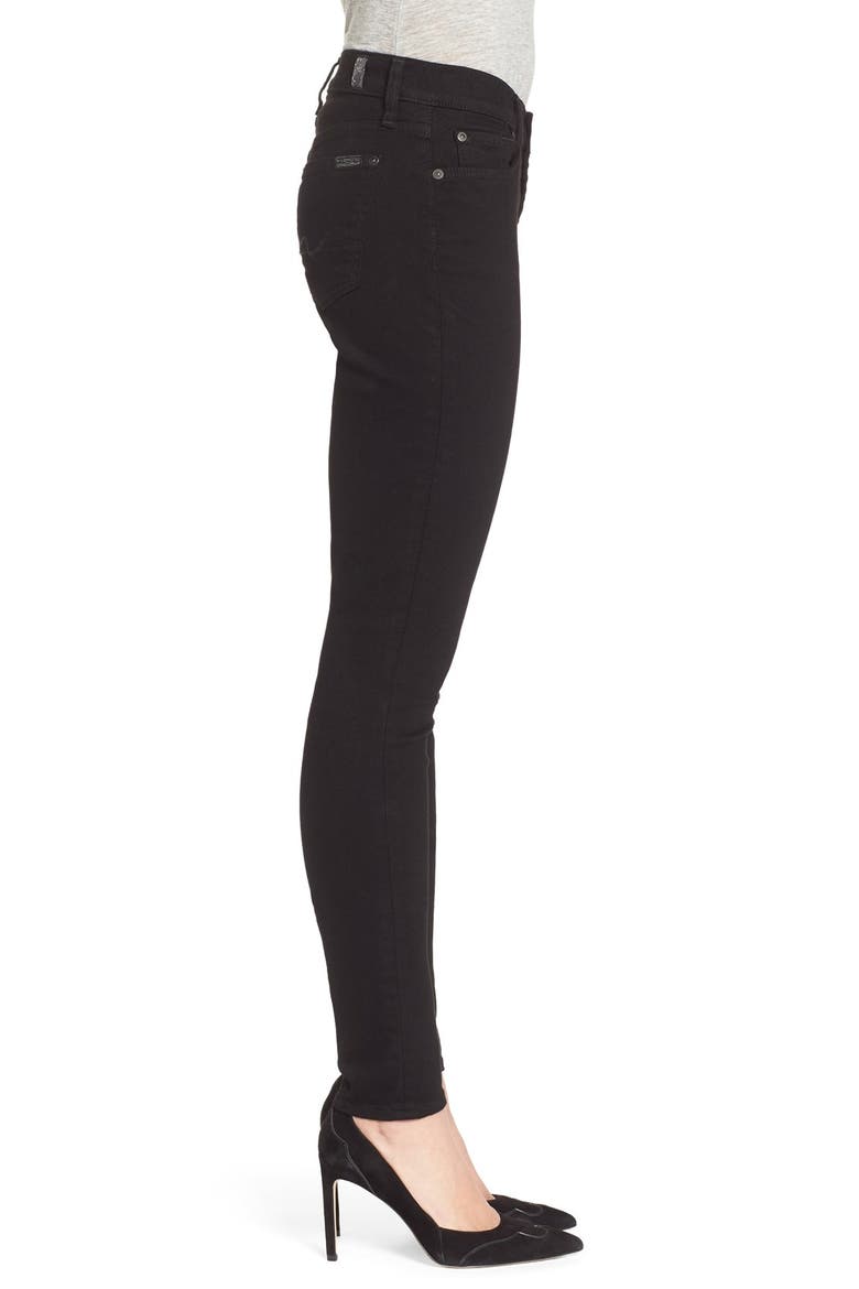7 For All Mankind® Skinny Jeans, Alternate, color, BLACK