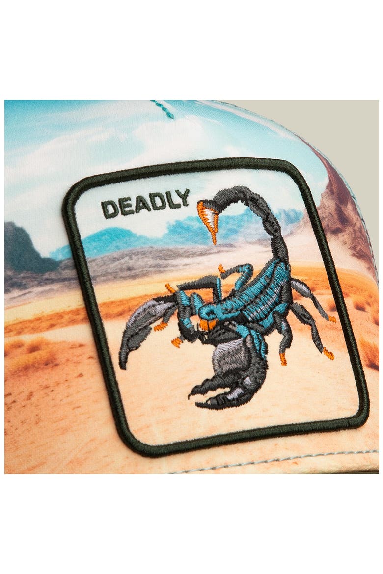 Scorpion in the Element Embroidered Patch Trucker Hat, Alternate, color, PALM