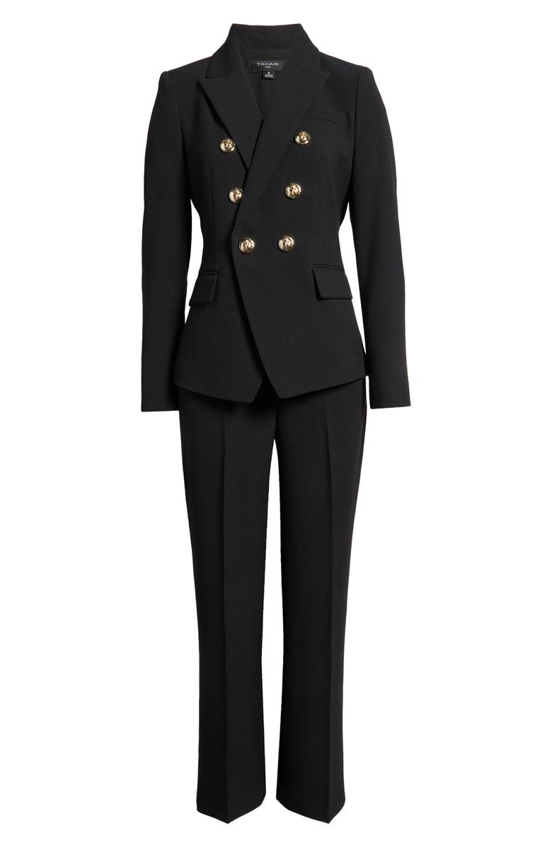 Tahari ASL Double Breasted Jacket, Alternate, color, Black
