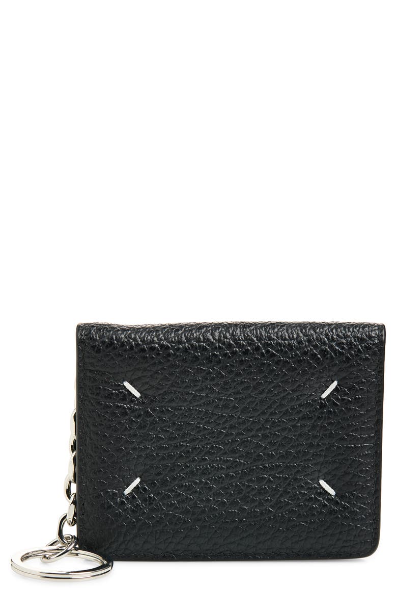 Maison Margiela Leather Card Holder with Key Ring, Main, color, Black