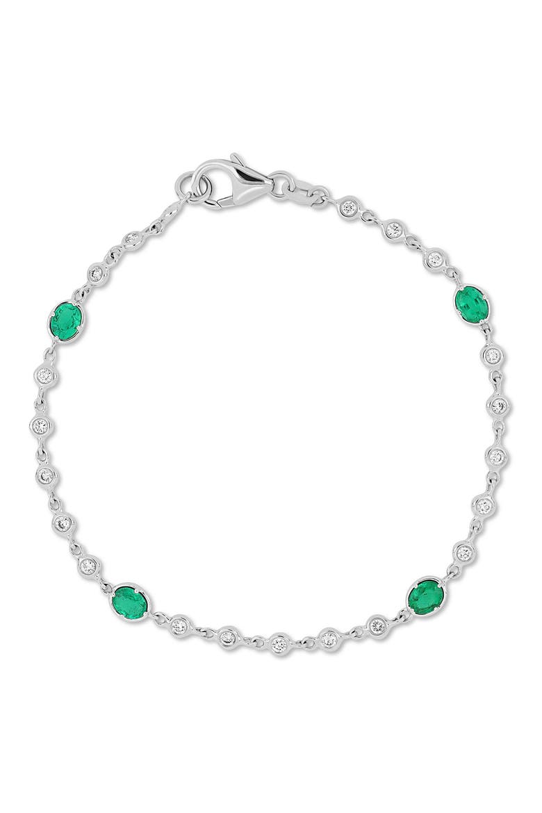 18K Gold El Mar Emerald & Diamond Tennis Bracelet, Main, color, 18KW