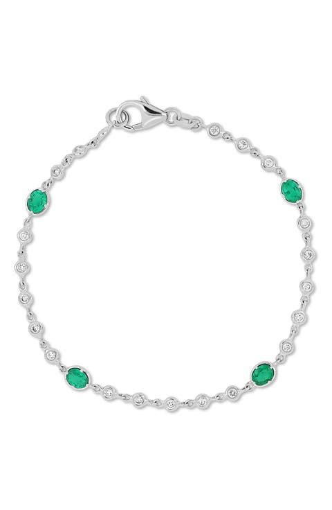18K Gold El Mar Emerald & Diamond Tennis Bracelet