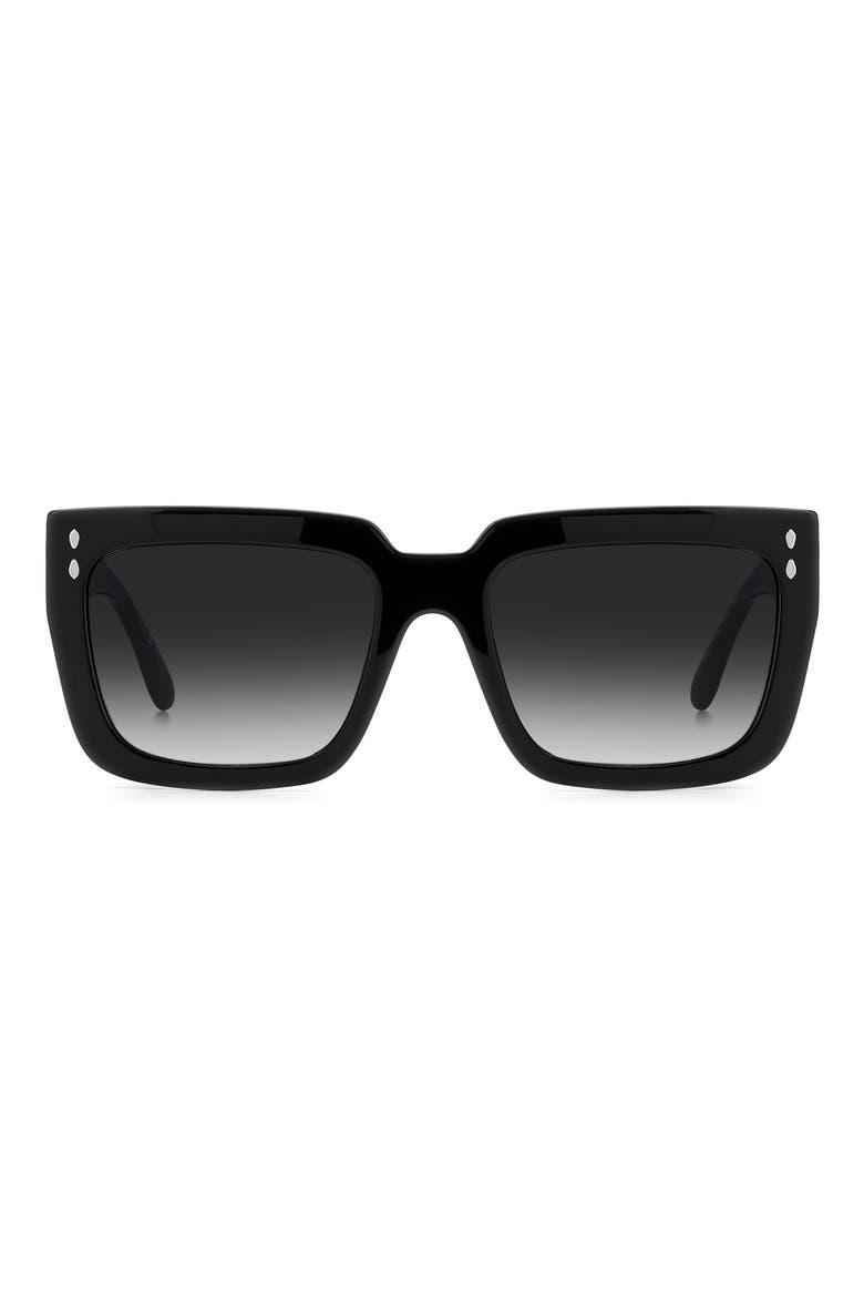 55mm Gradient Rectangular Sunglasses, Main, color, BLACK/ DARK GREY SF