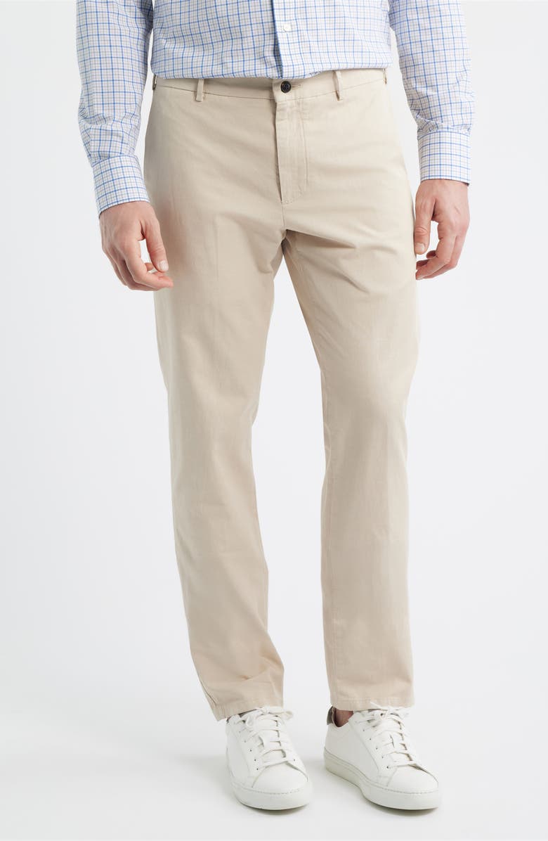 Peter Millar Somerset Flat Front Cotton & Linen Blend Pants, Main, color, Sand