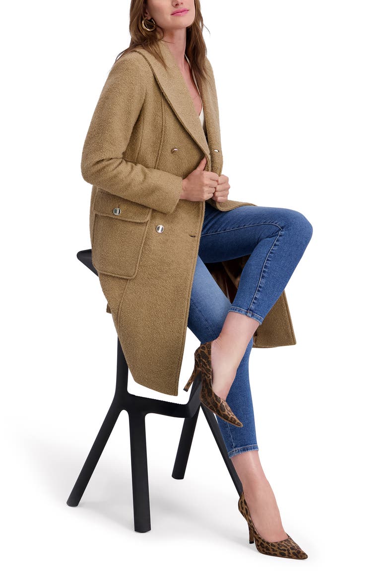 Double Breasted Bouclé Walker Coat, Alternate, color, CAMEL