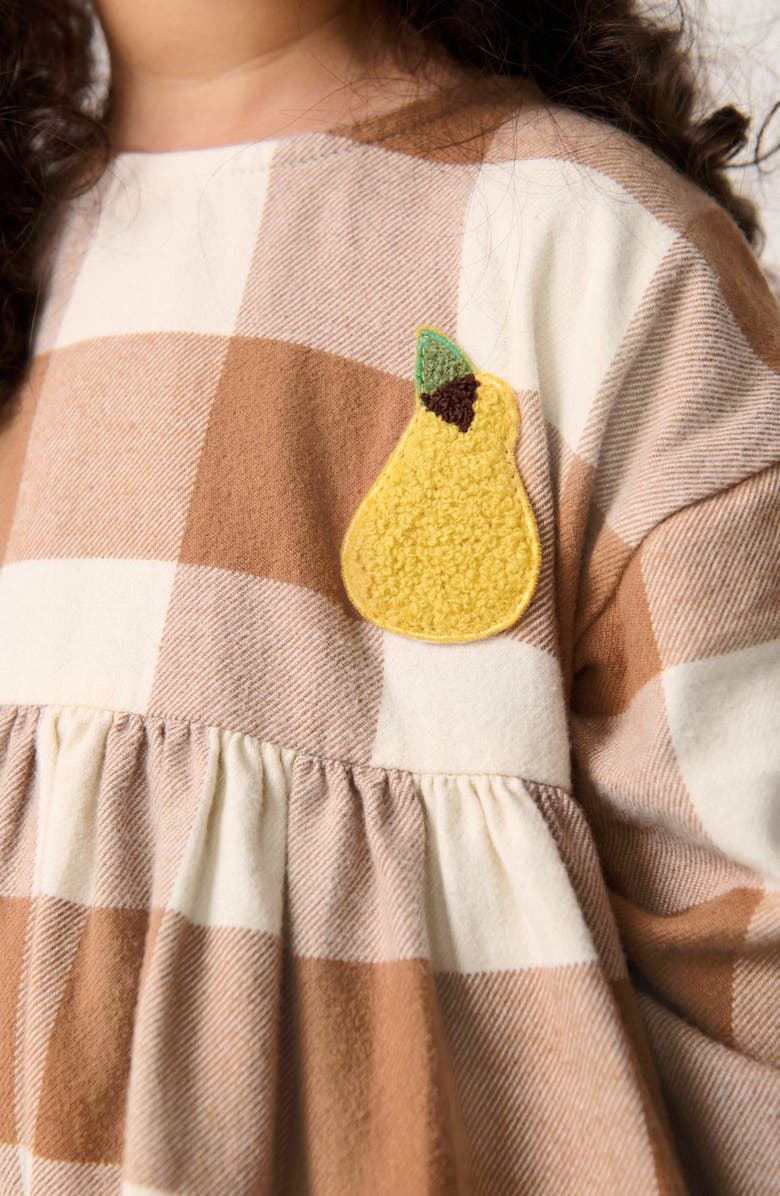 NEXT Kids' Check Long Sleeve Cotton Flannel Dress, Alternate, color, Brown