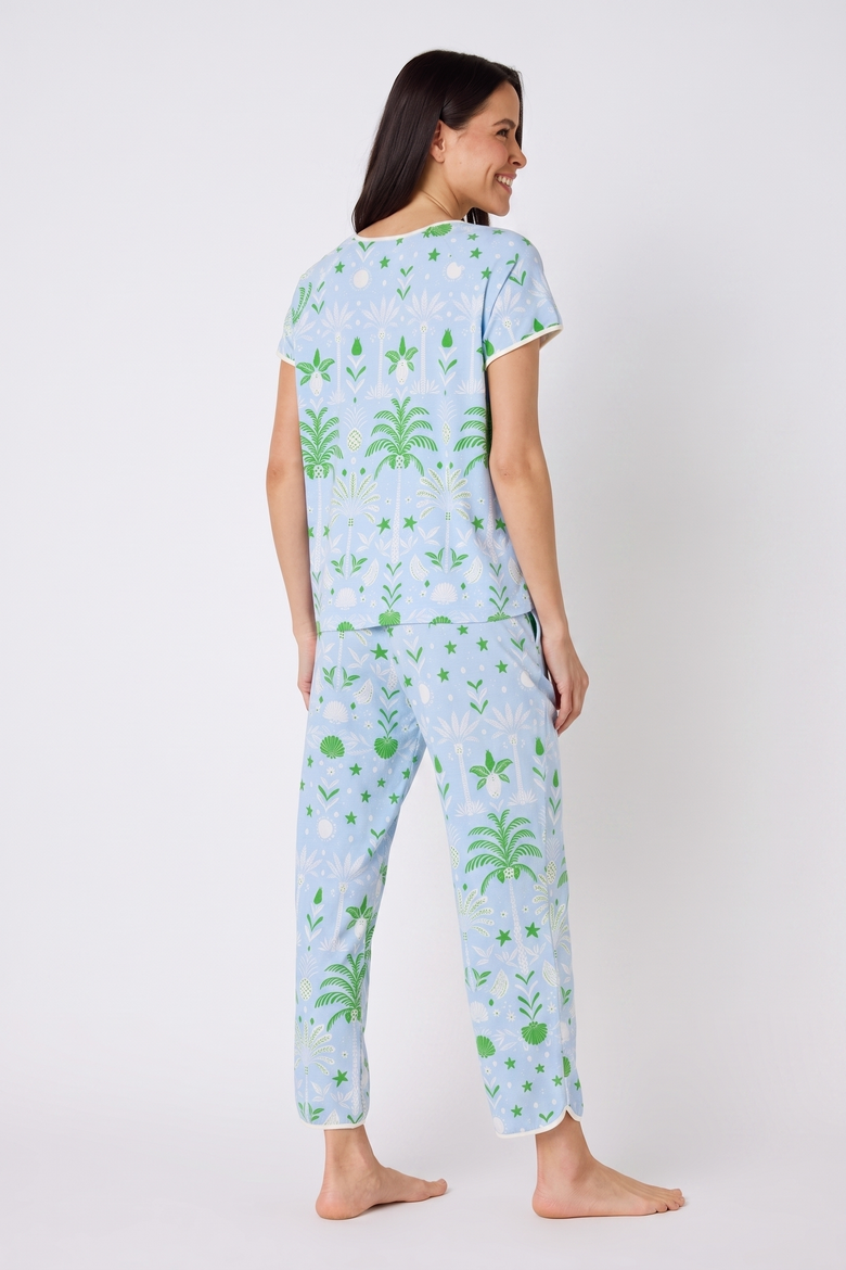 Pima Knit Short Sleeved Simple Set Conversational, Alternate, color, Tropicana Palm