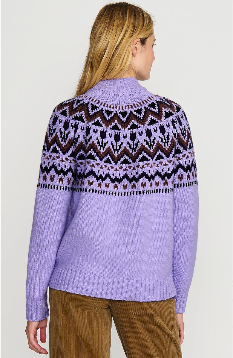 Lands' End Cozy Lofty Fair Isle Yoke Mock Neck Sweater, Alternate, color, 