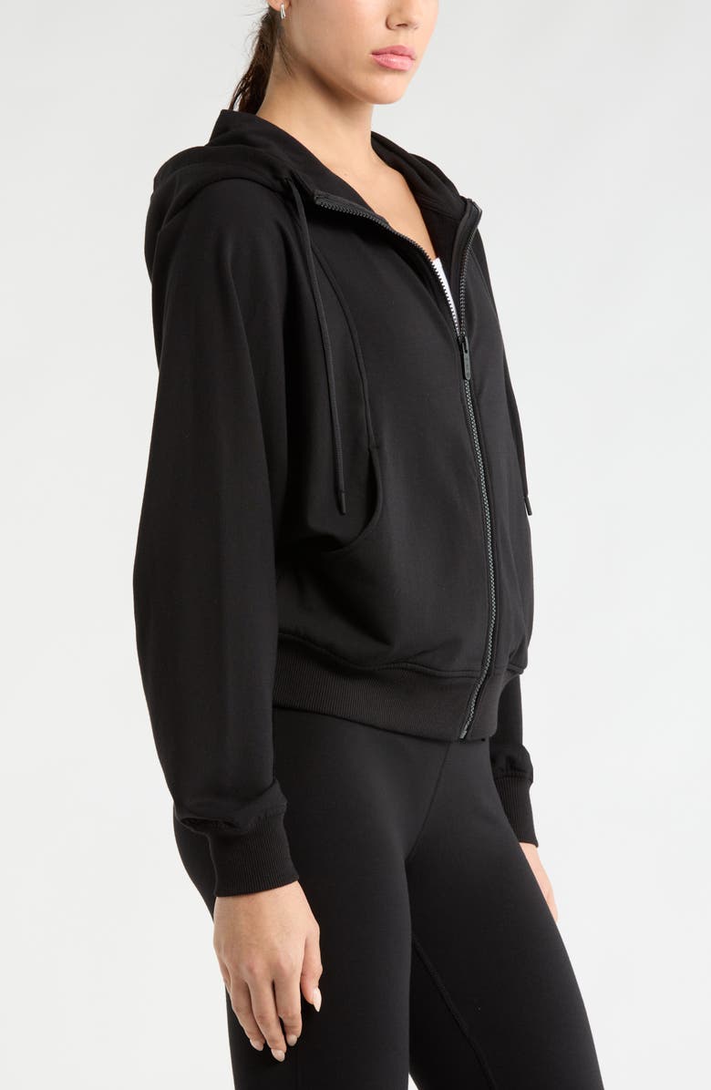 Zella Weekend French Terry Full Zip Hoodie, Alternate, color, Black