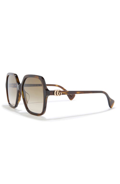 Gucci 56mm Rectangular Sunglasses In Brown