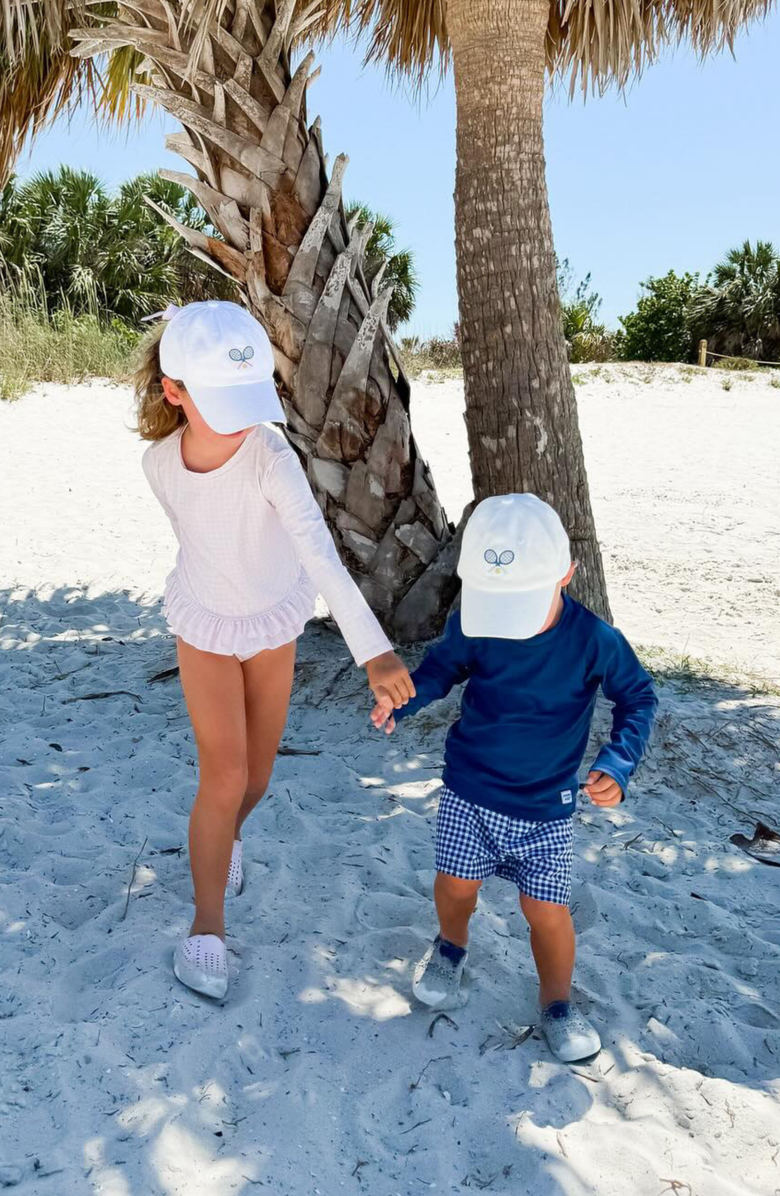 Bits & Bows Tennis Rackets Bow Baseball Hat, Alternate, color, White