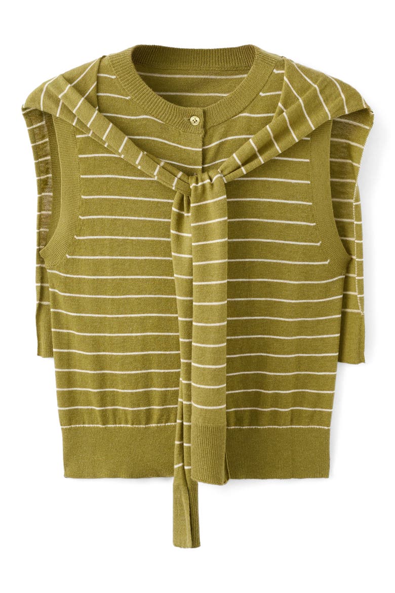 Tie Neck Sweater Vest, Alternate, color, OLIVE GREEN