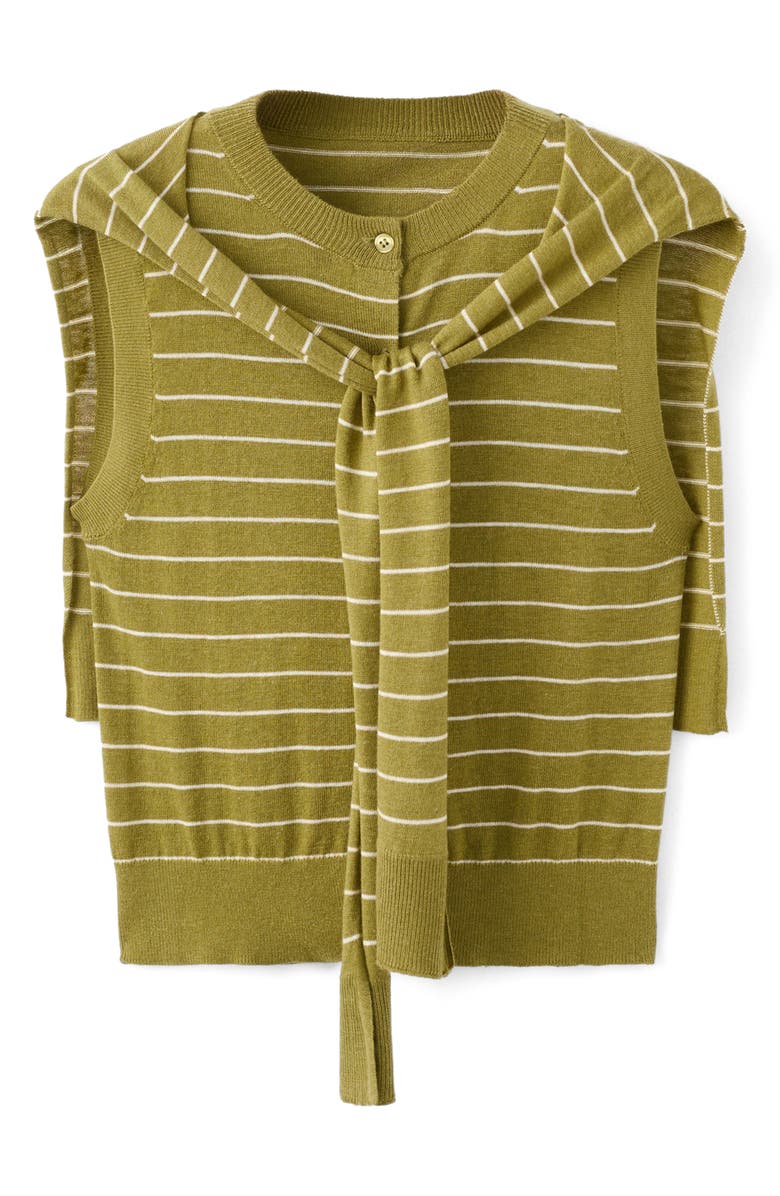 MANGO Tie Neck Sweater Vest, Alternate, color, Olive Green