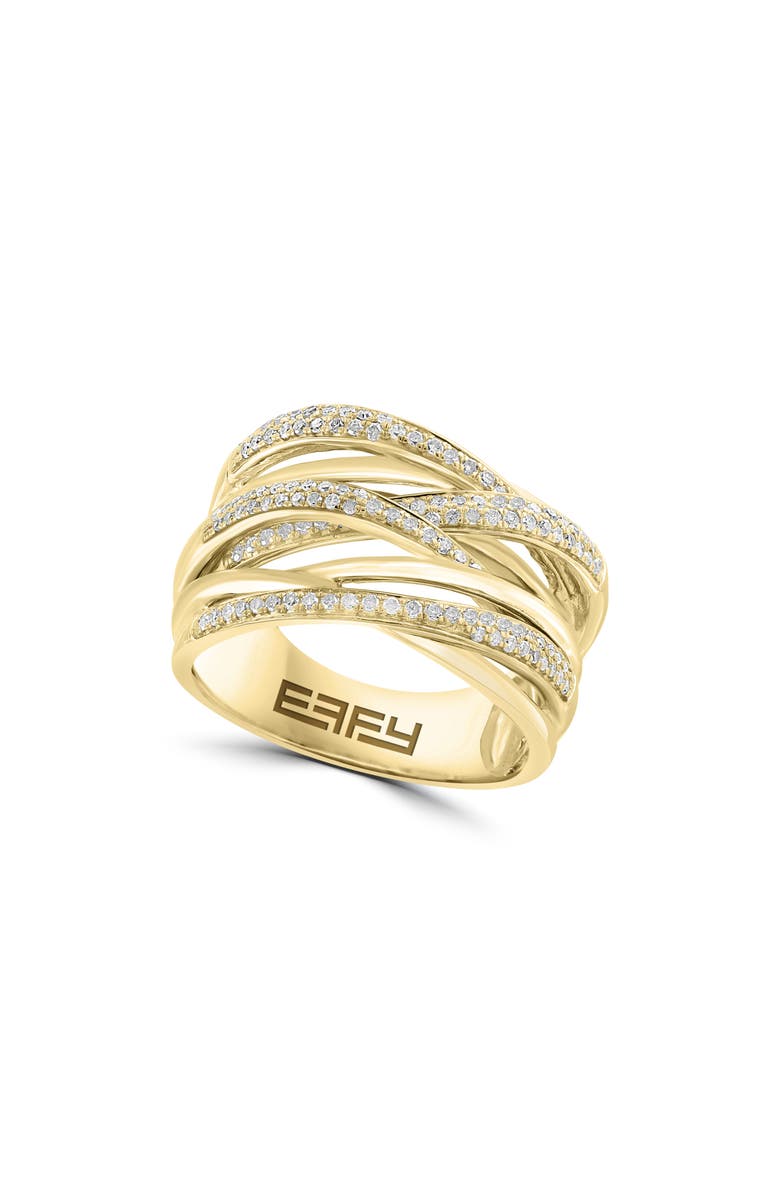 EFFY Pavé Diamond Crisscrossing Band Ring, Main, color, Gold