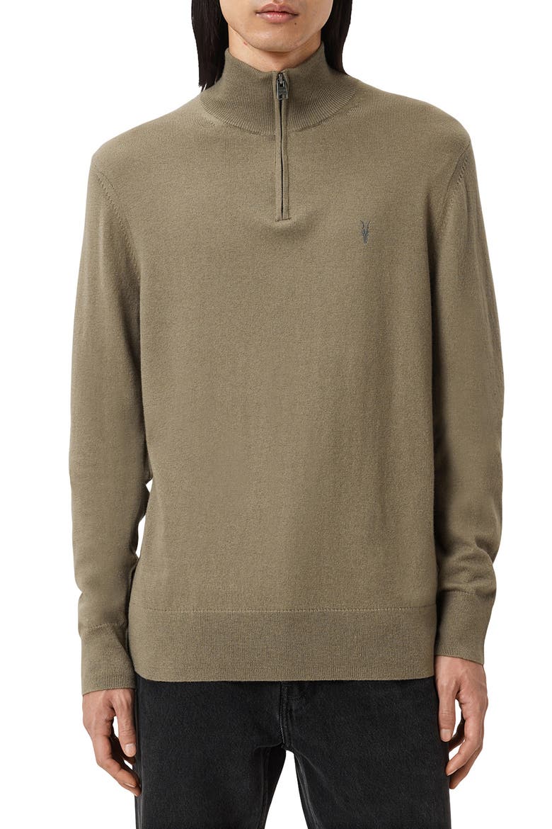 Kilburn Mock Neck Wool Blend Quarter Zip Sweater, Main, color, DUSKY GREEN