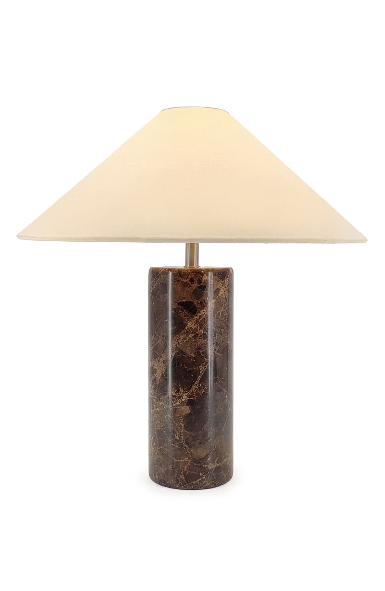 Brightech Runo 14" LED Table Lamp with Natural Stone Base, Main, color, Brown Marble