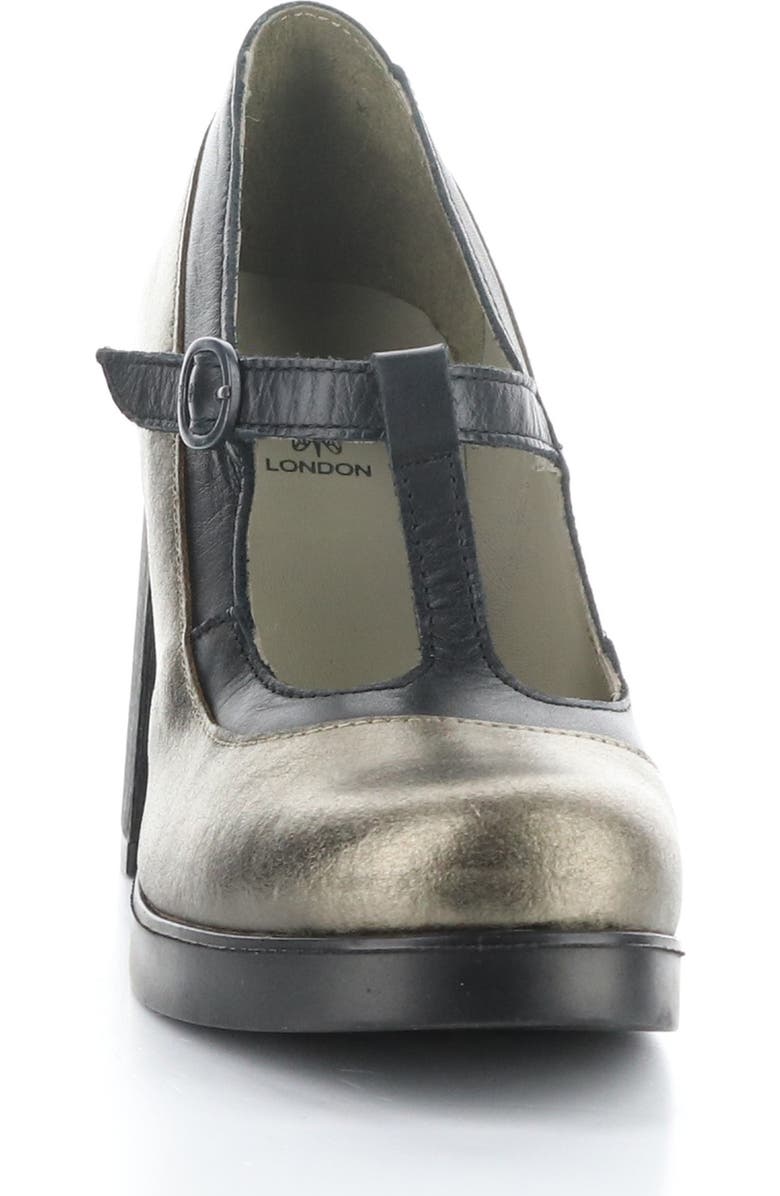 Fly London Seif T-Strap Pump, Alternate, color, 001 Dk Gold/ Black