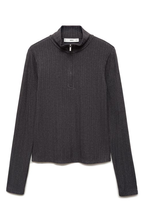 Shop Mango Half Zip Sweater In Dark Heather Grey