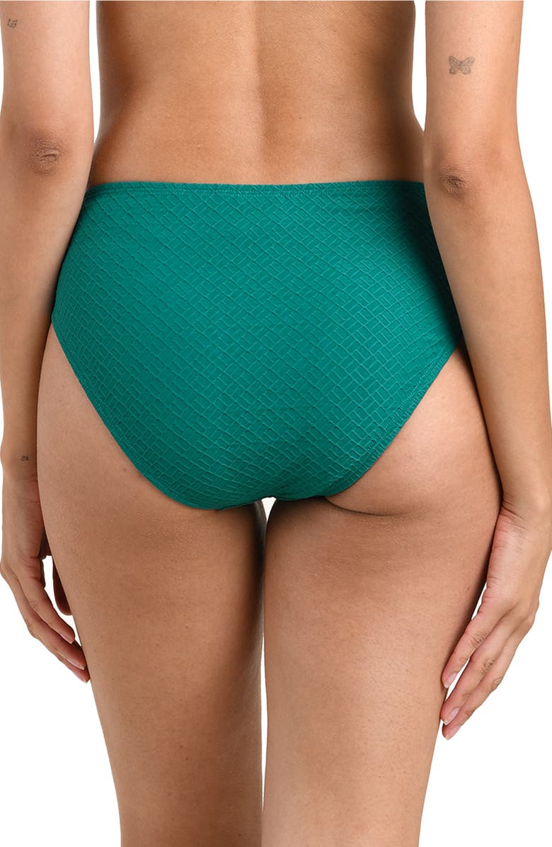 La Blanca Textured Tides Mid Rise Bikini Bottoms, Alternate, color, Jungle