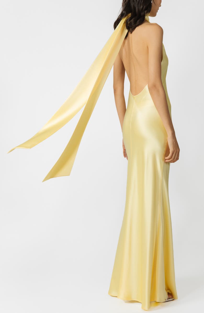 SAU LEE Penelope Satin Gown, Alternate, color, Popcorn Yellow