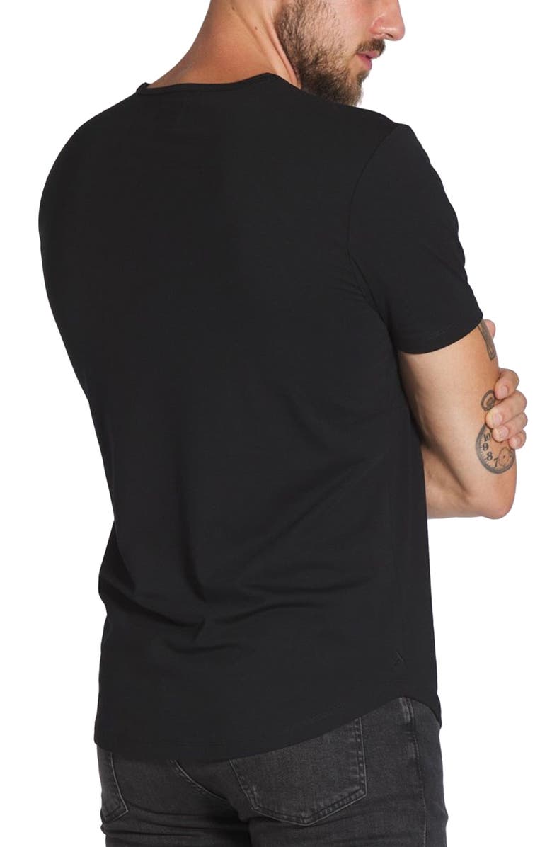 Cuts AO Curved Hem Short Sleeve Henley, Alternate, color, Black