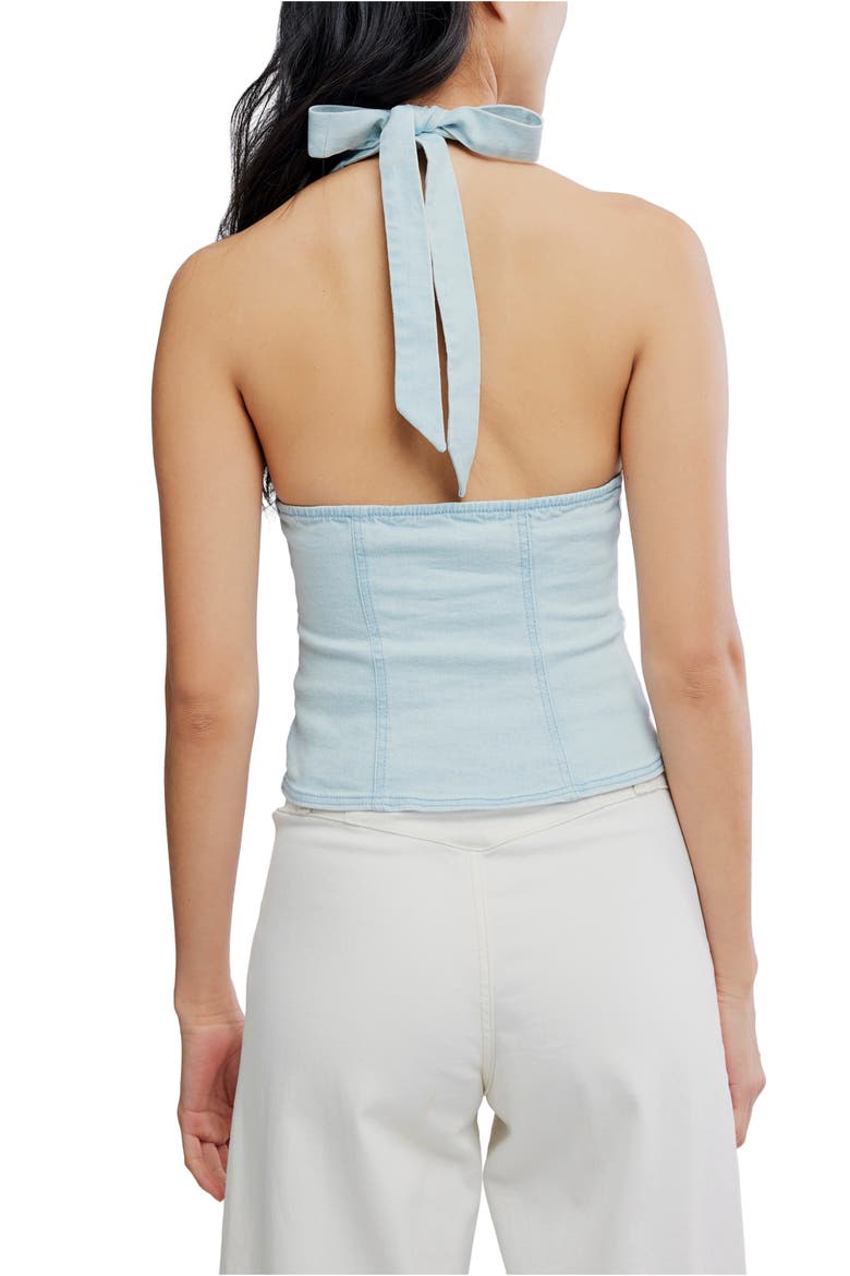 Ramona Denim Halter Top, Alternate, color, LIGHT SKY