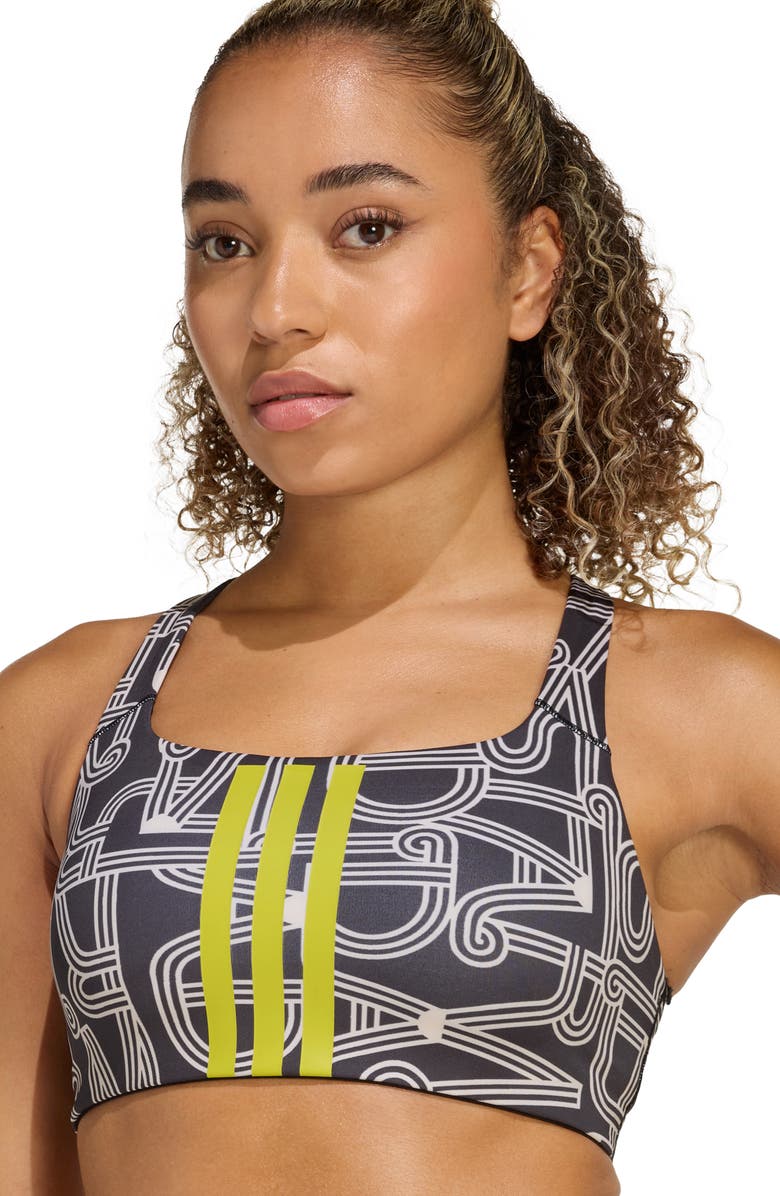 adidas x FARM Rio Climacool Sports Bra, Alternate, color, Black/ Crystal Linen/ Lime