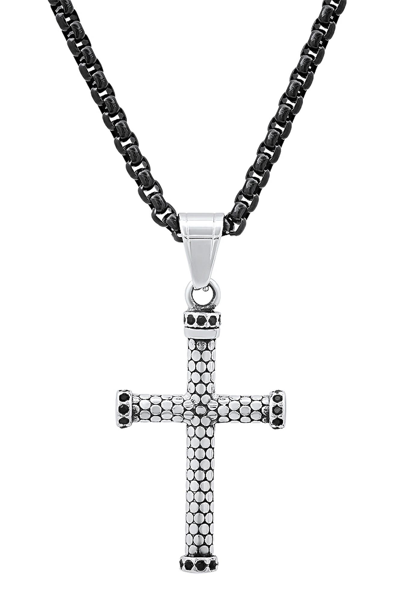 Men's Crystal Cross Pendant Necklace