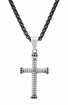 Men's Crystal Cross Pendant Necklace