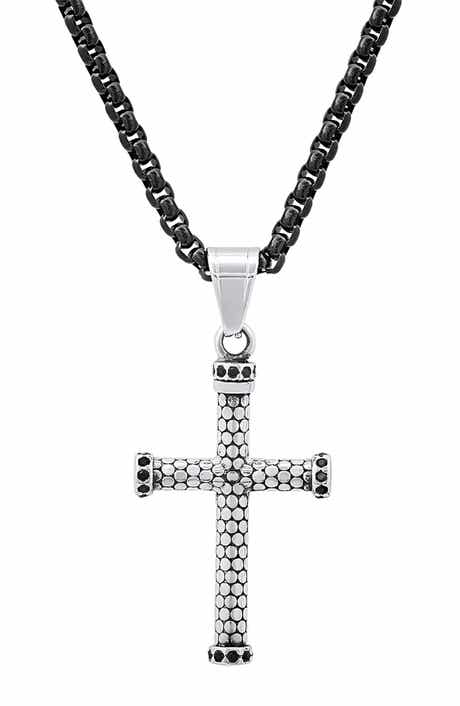 Men's Crystal Cross Pendant Necklace