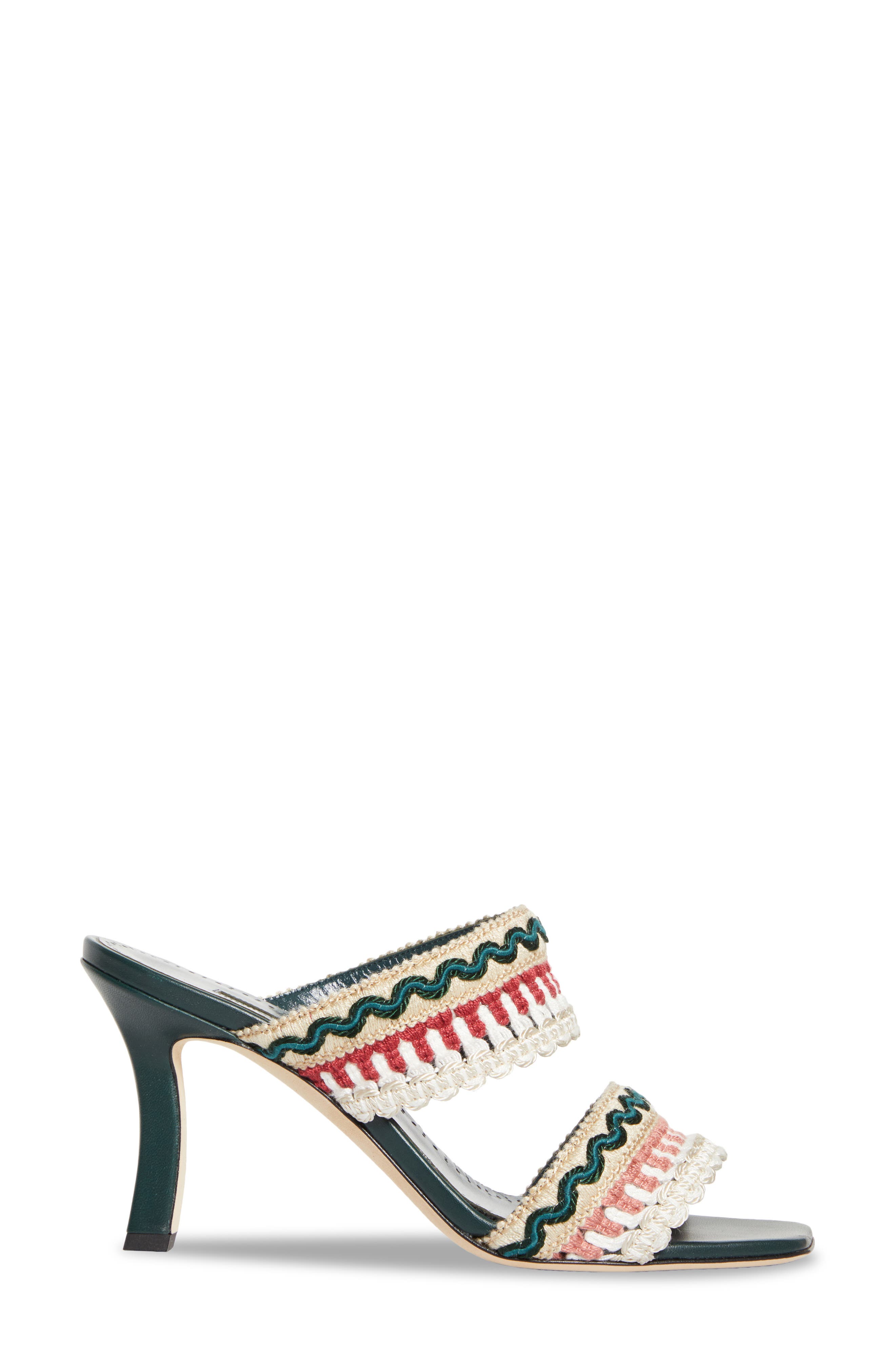 Manolo Blahnik Mabecomu Slide Sandal, Alternate, color, Ivory Multi