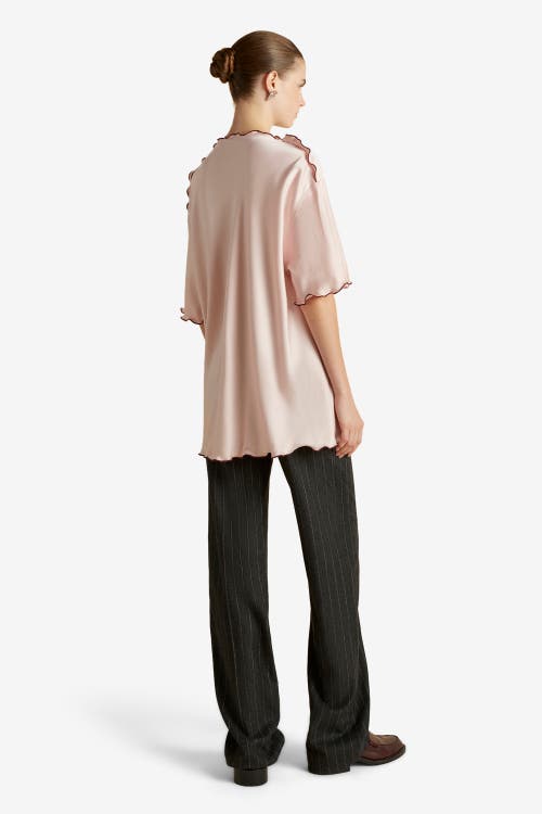 Marina Moscone Cady T-shirt With Scalloped Edge In Pink