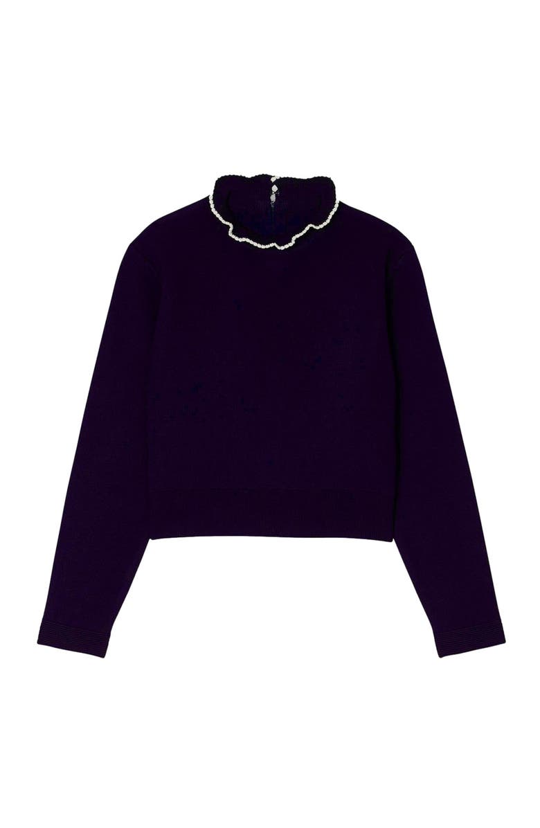 SANDRO Ruffled-neck sweater, Alternate, color, 